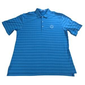 Y2K Fairway & Greene XL Golf Polo Blue Stripe Pureformance Cotton Blend